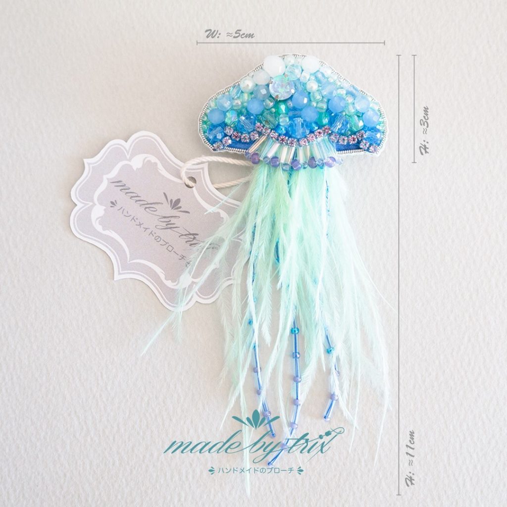 深海のクラゲ①　ビーズ刺繍ブローチ (251215) 商品写真5