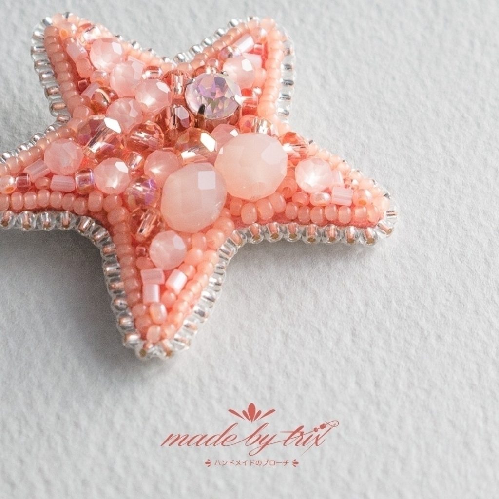 超人気深海の海星　お尻の大きなヒトデ　ビーズ刺繍ブローチ (260109) 商品写真2