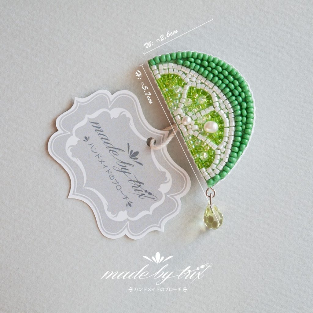 ライム ビーズ刺繍ブローチ　(260510) 商品写真5