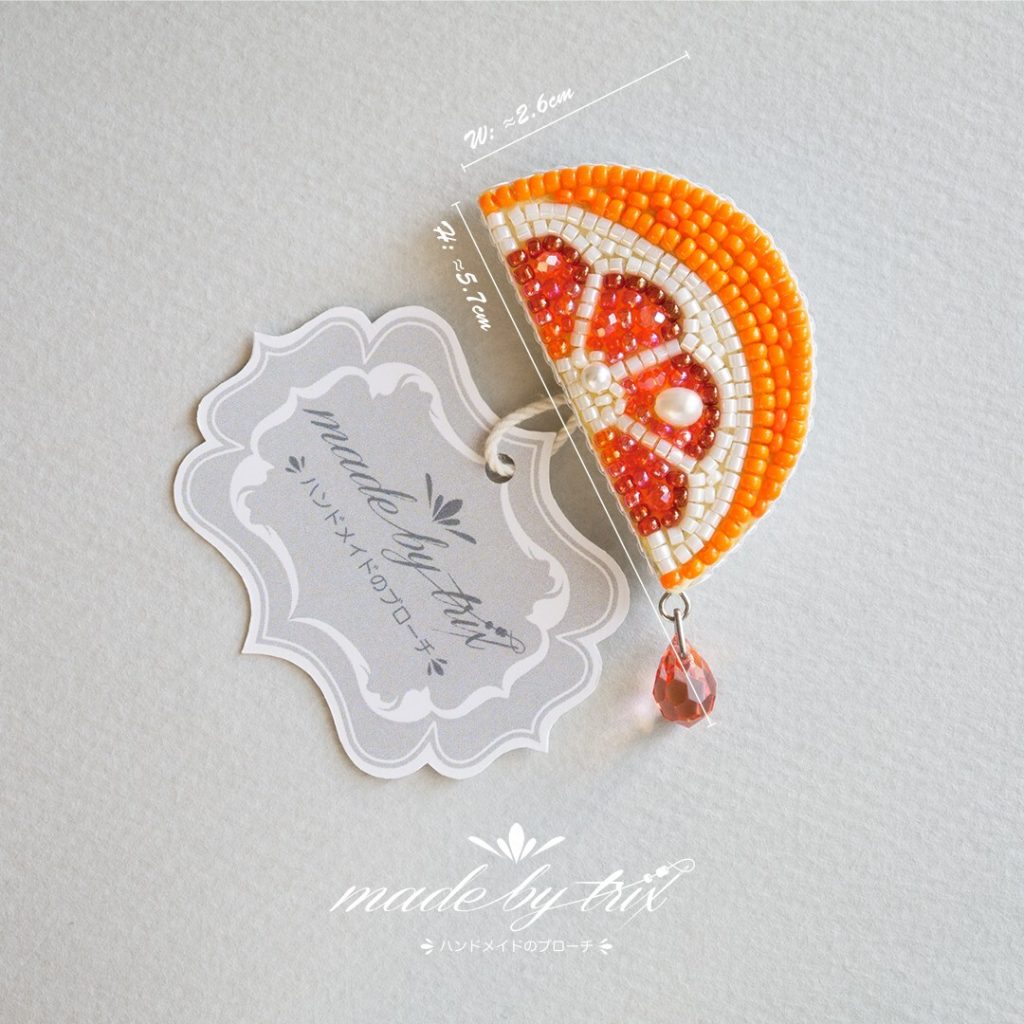 グレープフルーツ　ビーズ刺繍ブローチ　(260516) 商品写真5